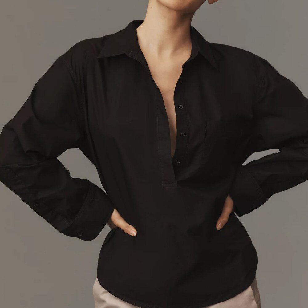 Citizens of Humanity Aave oversized cuff shirt, black. XS NWT New